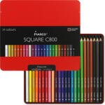 Marco - Square C800 négyzet alakú zsírkréták - 24 darabos készlet ónban. Box of 8 crayons - 8 db zsírkréta, 24 db színes ceruza, egy dobozban