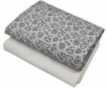 KidsDecor Set cearceafuri "gray hearts", patut bebelus, kidsdecor, cu elastic din bumbac - 52x95 cm Lenjerii de pat bebelusi‎, patura bebelusi