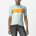 Castelli - tricou ciclism pentru femei, maneca scurta Aero Pro jersey - albastru deschis bleu portocaliu (CAS-4522057-498)