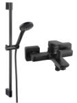 FERRO SET2IN1 VITTO BLACK VERDELINE - Baterie perete cada dus cu set de dus culisant Horn Black (BVI1VLBL+N370BL-B)