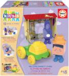 Educa Joc de construit Kiubis 3D Blocks & Stories The Little Donkey´s stable Educa 2 figurine cu tractor și grajd de la 2 ani (EDU19222)