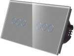 Luxion Intrerupator Triplu + Triplu cu Touch din Sticla LUXION - culoare gri