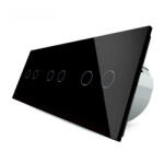 LIVOLO Intrerupator tactil 3 x dublu Livolo cu panou din sticla Crystal (VL-3P702-2G-12)