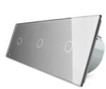 LIVOLO Intrerupator tactil 3 x simplu Livolo cu panou din sticla Crystal (VL-3FC1-2G-15)