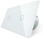 LIVOLO Intrerupator simplu + simplu Livolo, dimabil, wireless cu panou din sticla (VL-2FC1D2R-2G-15)