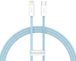  USB Type-C töltő- és adatkábel, Lightning, 100 cm, 20W, gyorstöltés, PD, cipőfűző minta, Baseus Dynamic, CALD000003, világoskék