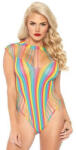 Leg Avenue Shredded Opaque Cut Out Teddy Rainbow O/S - női, szívárvány body