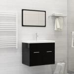 vidaXL Set mobilier de baie, negru extralucios, lemn prelucrat (3070872)