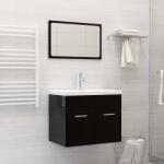 vidaXL Set mobilier de baie, negru extralucios, lemn prelucrat (3071322)