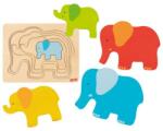Goki Puzzle stratificat Elefantii Goki, 5 piese, lemn, 2 ani+, Multicolor (GOKI57450) Puzzle
