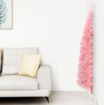 vidaXL Jumătate brad de Crăciun subțire cu suport, roz, 150 cm (344570)