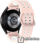  Okosóra szíj - légáteresztő, sportoláshoz, szilikon, 95mm + 130mm hosszú - RÓZSASZÍN / FEHÉR - SAMSUNG Galaxy Watch5 44mm (SM-R915F) / Watch5 40mm (SM-R905F) / Galaxy Watch5 Pro (SM-R925F)