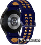 Okosóra szíj - légáteresztő, sportoláshoz, szilikon, 95mm + 130mm hosszú - SÖTÉTKÉK / BARNA - SAMSUNG Galaxy Watch5 44mm (SM-R915F) / Watch5 40mm (SM-R905F) / Galaxy Watch5 Pro (SM-R925F)