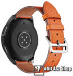  Okosóra szíj - NARANCSSÁRGA - valódi bőr - 115mm + 92mm hosszú, 20mm széles - SAMSUNG Galaxy Watch 42mm / Amazfit GTS / Galaxy Watch3 41mm / HUAWEI Watch GT 2 42mm / Galaxy Watch Active / Active 2