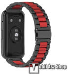  Fém okosóra szíj - FEKETE / PIROS - rozsdamentes acél, csatos - 225mm hosszú - HUAWEI Watch Fit 2 Classic Edition / Watch Fit 2 Active Edition