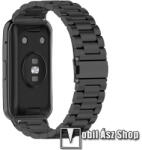  Fém okosóra szíj - FEKETE - rozsdamentes acél, csatos - 225mm hosszú - HUAWEI Watch Fit 2 Classic Edition / Watch Fit 2 Active Edition