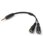 Gigapack Audió adapter (3.5mm jack dugó - jack aljzat, mikrofon aljzat, 10cm) FEKETE (5996457687954)