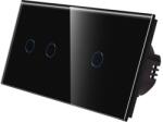 Luxion Intrerupator Dublu + Simplu cu Touch din Sticla LUXION - culoare negru