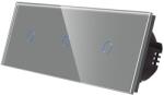Luxion Intrerupator Simplu + Simplu + Simplu cu Touch din Sticla LUXION - culoare gri