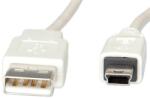 Roline Кабел ROLINE S3143-100, USB A(м) към USB Mini B(м), 3m, бял (S3143-100)