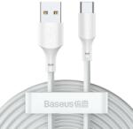  USB töltő- és adatkábel, USB Type-C, 150 cm, 5000 mA, 40W, törésgátlóval, gyorstöltés, PD, Baseus Simple Wisdom, TZCATZJ-02, fehér, 2 db / csomag - tok-shop