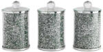  Ventosa 3db-os tárolóedény készlet kristályokkal Zöld/ezüst 10x10x17 cm
