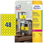 Avery Zweckform 30 mm-es Avery Zweckform A4 íves etikett címke, sárga színű (20 ív/doboz) (L6128-20) - cimke-nyomtato