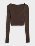 4F Tricou cu mânecă lungă crop-top slim neted pentru femei - 4fstore - 79,90 RON