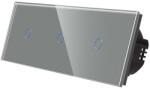 Luxion Intrerupator Simplu + Simplu + Simplu cu Touch din Sticla LUXION (LX-ST-101/101/101-GY)