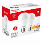 Toshiba Set 2 Bec LED Toshiba, E27, 8.5W, 806 lm, lumina calda (00101315130A)