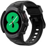 SPIGEN RUGGED ARMOR PRO pótszíj (egyedi méret, szilikon, közepesen ütésálló, állítható + szilikon keret) FEKETE Samsung Galaxy Watch 4 44 mm (SM-R870), Samsung Galaxy Watch 4 eSIM 44mm (SM- (ACS05392)