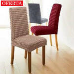 Sabry Set 6 huse elastice pentru scaune - material creponat, design simplu, fără volane (EDS433)