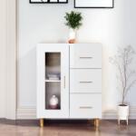 vidaXL Servantă, alb extralucios, 69, 5x34x90 cm, lemn compozit (812210) Comoda