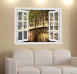 4 Decor Fereastra cu efect 3D - Canal in Amsterdam - 119x93 cm