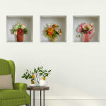 4 Decor Sticker cu efect 3D - Vaze Vesele