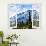 4 Decor Fereastra cu efect 3D - Munti in Alberta, Canada - 119x93 cm