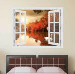 4 Decor Fereastra cu efect 3D - Lebada in apus de soare - 119x93 cm