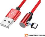  USB2.0(apa) to USB Type-C(apa) 1, 0m piros mágneses kábel SJ445USB02 USAMS L-csatlakozós(90fokos)