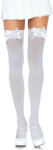 Leg Avenue Nylon Thigh Highs with Bow 6255 White S/M/L