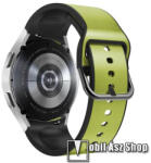  Okosóra szíj - ZÖLD - szilikon belső / PU bőrrel bevont - 115mm + 87mm hosszú - SAMSUNG Galaxy Watch5 44mm (SM-R915F) / Watch5 40mm (SM-R905F) / Watch5 Pro (SM-R925F) / Watch4 Classic 46mm (SM-R890) /