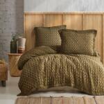Saheser® Set cuvertura + 2 fete perna, gofrata, bumbac 100%, 220x240cm, Enza Khaki