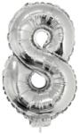 Funny Fashion 8 szám alakú fólia lufi, ezüst, 41, 6 cm