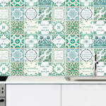 Walplus Sticker faianta - Green Classic Mosaic Tiles , French - 24 buc - 10x10 cm