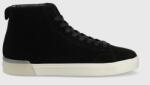 Calvin Klein sneakers din piele intoarsă High Top Lace Up Sue culoarea negru 9BYY-OBM0FB_99X