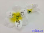  Alsztromélia selyemvirág fej 8 cm - Fehér-Sárga