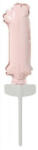 Amscan Pastel Pink, Rózsaszín 1-es szám fólia lufi tortára 13 cm (DPA9912705)