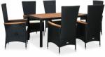vidaXL Set mobilier 7 piese, negru, poliratan, lemn acacia 48013