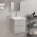 vidaXL Dulap de baie cu oglindă, gri beton, lemn prelucrat (804867)