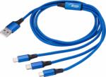 Akyga USB-A apa - MicroUSB-B apa + USB-C apa + Lightning apa Adat- és töltőkábel 1.2m - Kék (AK-USB-27)
