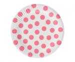 Godan Farfurii din hărtie - Albe cu puncte roz 18 cm 6 buc